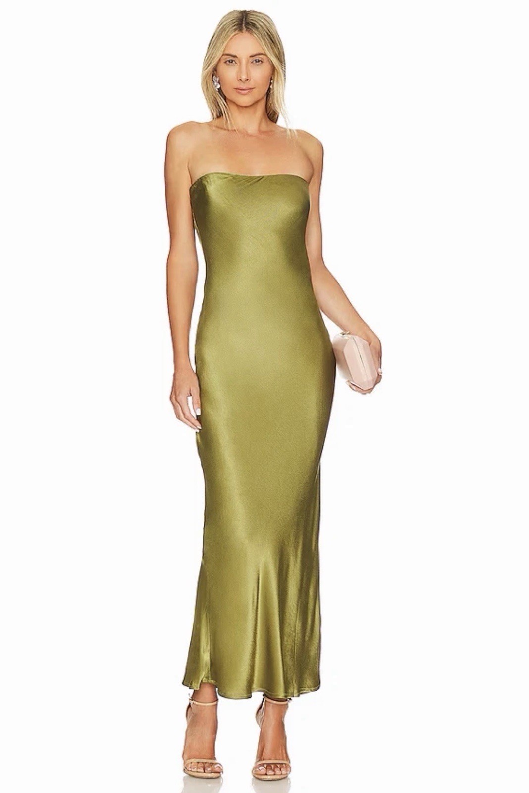 SNDYS x REVOLVE Angel Strapless Midi Dress in Olive Green 6/M NWT $94