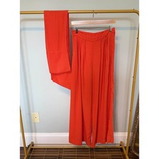 Women Two Piece Outfit- Medium Knot Front Crop Top Wide Leg Pant Sets 2 Piece