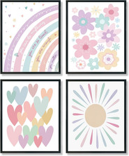 Toddler Nursery Girl Kids Room Wall Decor, Boho Rainbow Nursery Wall Decor Poste