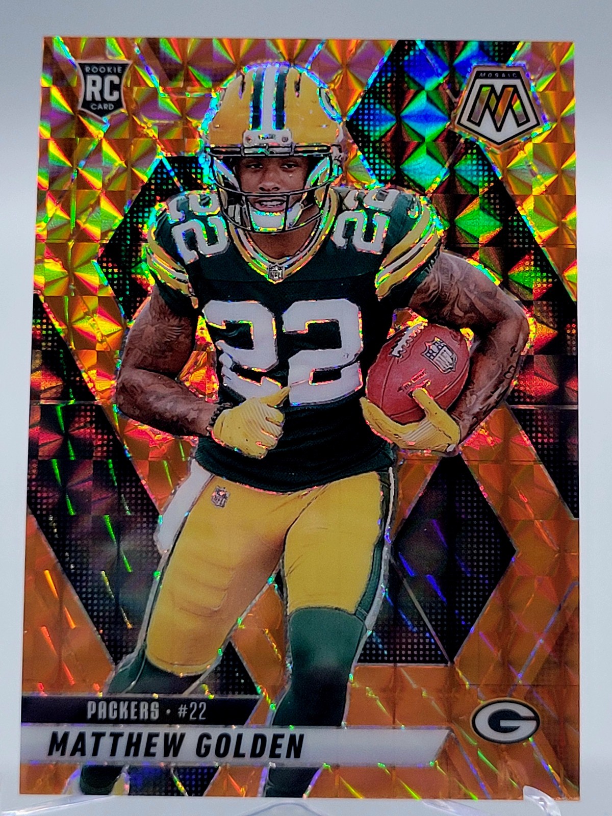 2025 MOSAIC MATTHEW GOLDEN ORANGE PRIZM ROOKIE CARD /199 PACKERS NFL 323