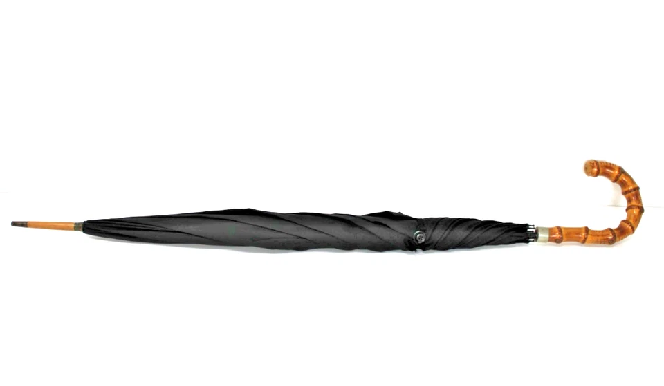 Vintage Paragon Fox & Co Bamboo Handle Umbrella Black 3' - Image 2 of 4