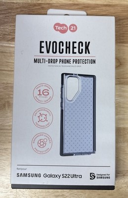 Tech21 Evo Check Case for Samsung Galaxy S22 Ultra, Smoke Black