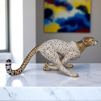   NEW in BOX HEREND 14.75'' CHEETAH Running Amber Fishnet $3340 USD Retail