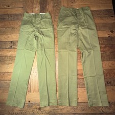 Lot of 2 Vintage Boy Scouts of America Uniform Pants Trousers Talon Zip Green