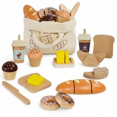 PairPear Wooden Bakery Play Food Set, Pretend Kitchen Child-size 