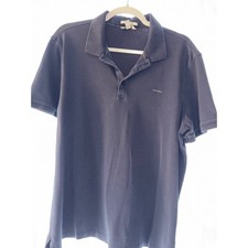 Calvin Klein Mens Liquid Cotton Polo Shirt Navy Blue Short Sleeve XL Logo