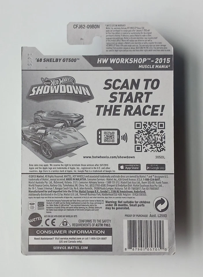 2015 Hot Wheels 68 Shelby GT500 Error Car Missing Side Tampo/Graphics - Image 3 of 3