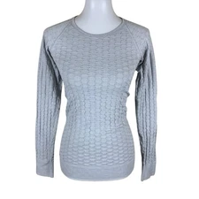 Athleta Gray Textured Long Sleeve Athletic Top Stretchy Activewear Small