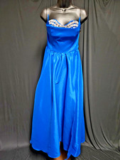 SHEIN STRAPLESS ROYAL BLUE SATIN/BLING FORMAL GOWN SZ M