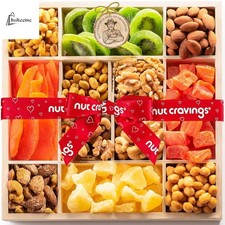 Easter Gift Basket Nuts Dried Fruit Wooden Tray Gourmet Snack Assortment Kosher