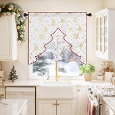 Christmas Valance for Windows, Christmas Tree Tier for Bathroom Bedroom Livin...
