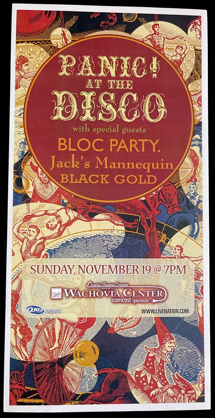 Panic At The Disco Bloc Party Jack's Mannequin Black Gold Concert Poster Philly
