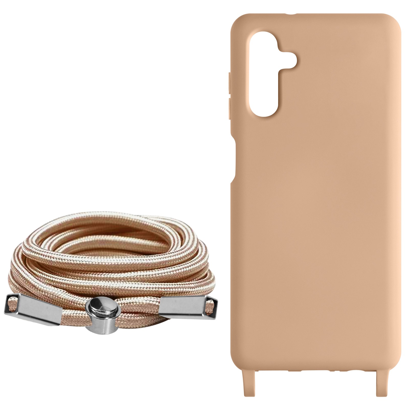 Coque cordon Galaxy A14 protection antichoc mains libres collier réglable rose - 2