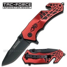 Tac-Force 3.5" Mini Araña Rescate Resorte Asistente Cuchillo con Cortador, Clip e Interruptor