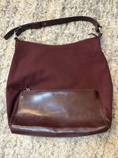 Borsa a tracolla Y2K Calvin Klein Hobo bordeaux nylon tela pelle marrone borsa