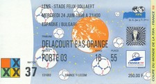 TICKET: WORLD CUP 1998 FRANCE - Spain v Bulgaria (@ Lens) MATCH 37