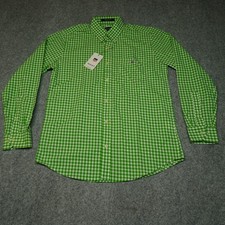GANT Men's Casual Button-Down Shirt Green White Gingham M Cotton Regular Fit New