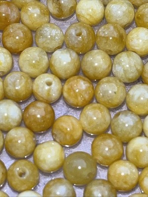 Gelbe Jade Perlen Rund Mit Loch 75 Stück 6 mm Edelstein Heilstein Kristall DIY
