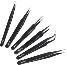 6 PCS Precision Anti-Static Stainless Steel Tweezers Set for Electronics  Craft