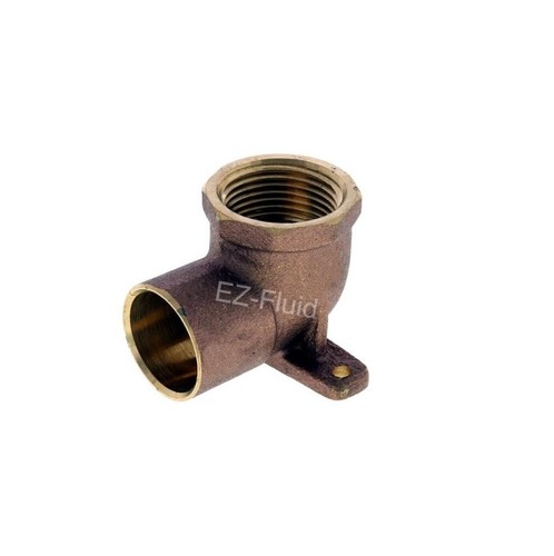 EZFLUID 1/2" Copper Sweat x 1/2" FIP Drop Ear Elbow LeadFree Brass Fitting