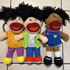 3 Three Oriental Trading HAPPY KIDS Hand Puppets 12" Tall Fun Kids Play Toy Soft