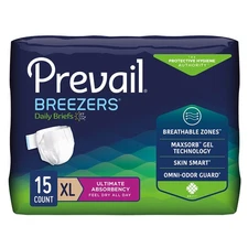 Prevail Breezers Incontinence Brief XL Breathable PVB-014/1 Ultimate 60 Ct