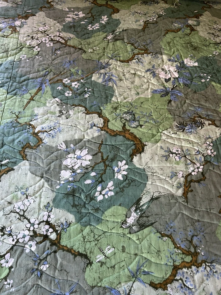 Colcha De Colección Años 60 70 Inspirada en la Naturaleza Pájaro Insecto Mariposa Colcha King MCM Foto 3 de 4