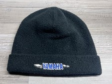 Vintage Yamaha Fleece Beanie Hat USA Made Black Embroidered Logo Motorsports
