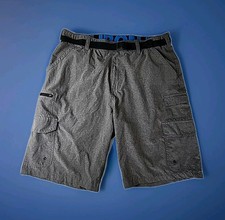 Iron Co Men's 36 Belted Hybrid Microfiber Cargo Shorts Gray Golf Hike Swim EUC