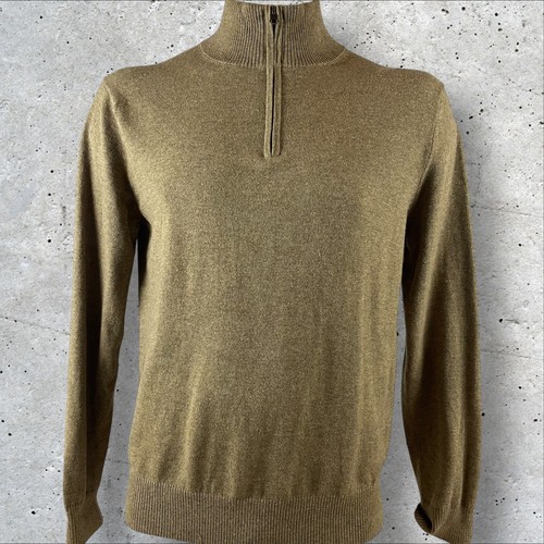 J Crew Sweater Men’s Large 1/4 Zip Merino Wool Pullover Preppy Brown C75 - Picture 2 of 9