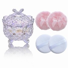 5Pcs Dusting Powder Container with Puff, 3.4Inch Crystal Body Powder Container..