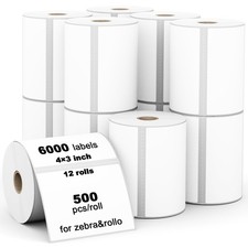 12 Rollos Etiqueta Térmica Directa 4" x 3" (101mm x 76mm) Envío Multiusos Anuncio...