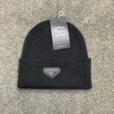 PRADA Beanie Unisex One Size Black Winter Beanie Hat