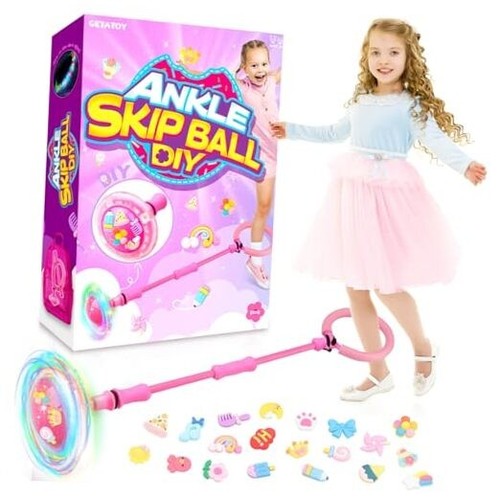 Ankle Skip Ball for Kids: Toys for 4-8 Years Old Girls, Skip it Toy for Pink