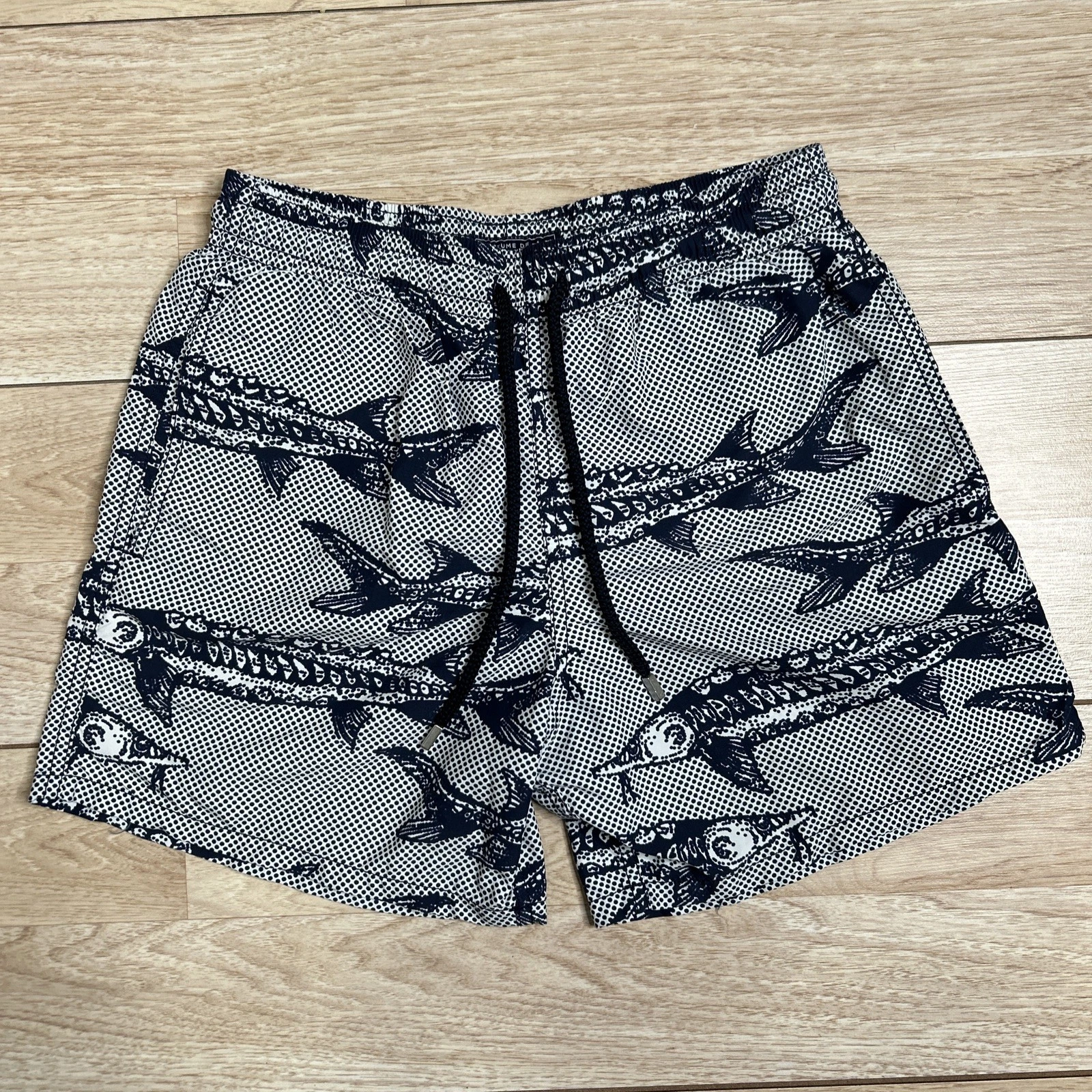 Vilebrequin Fish Print Swim Shorts Blue Mesh Lining Men’s Swimming Size M