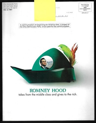 2012 anti-Mitt Romney as Robin Hood Presidential Campaign Postcard Mailer
