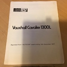 Vauxhall Cavalier 1300 L Mk1 Road Test December 1977 UK Market Brochure Autocar