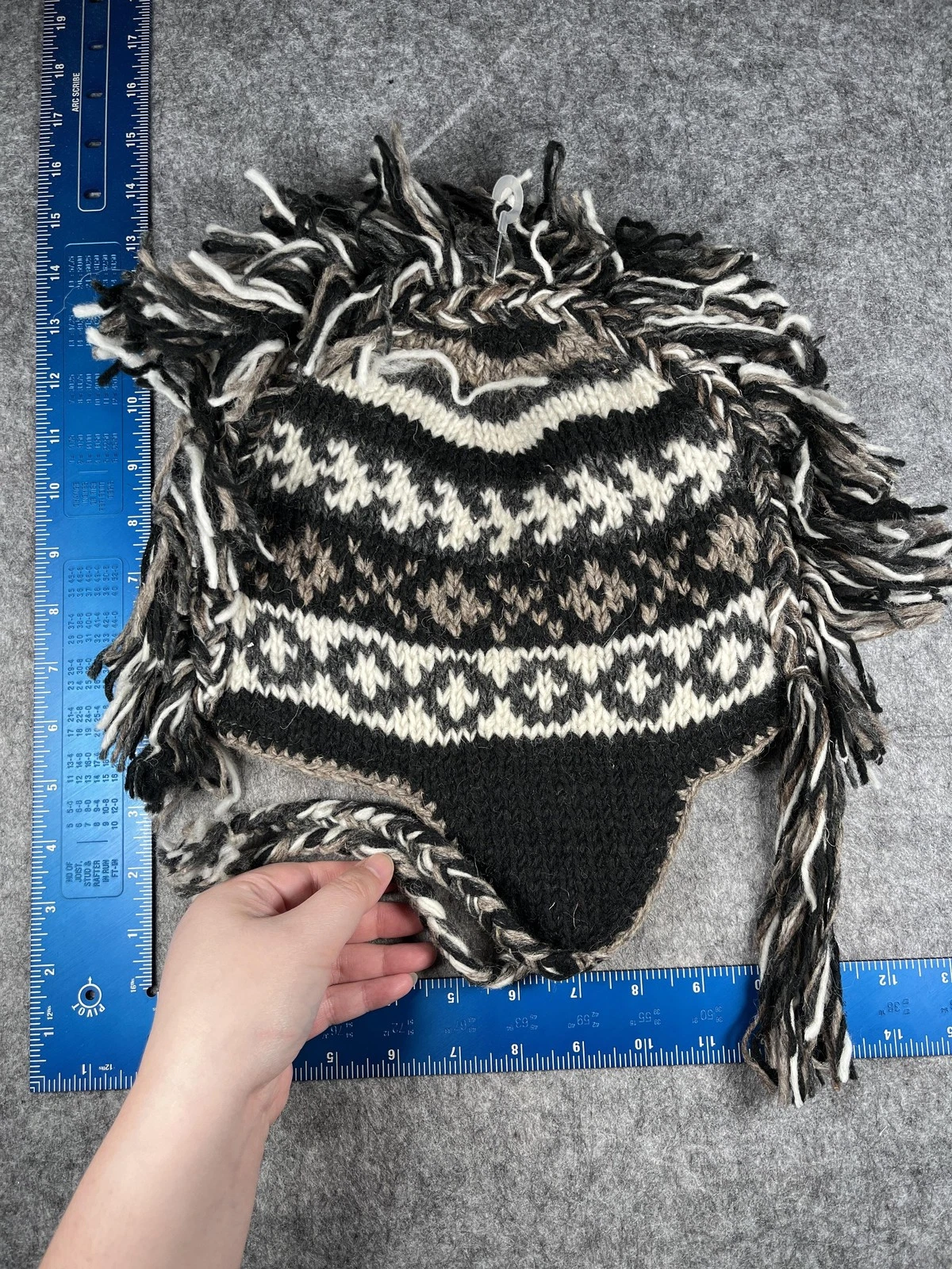 Fair Isle Hat Trapper Womens Small Multicolor Knit Ear Flap Fleece Lined
