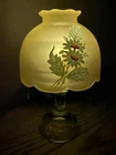 New ListingVintage Fairy Lamp Yellow Satin Glass Hand Painted Daisy Westmoreland Cottage