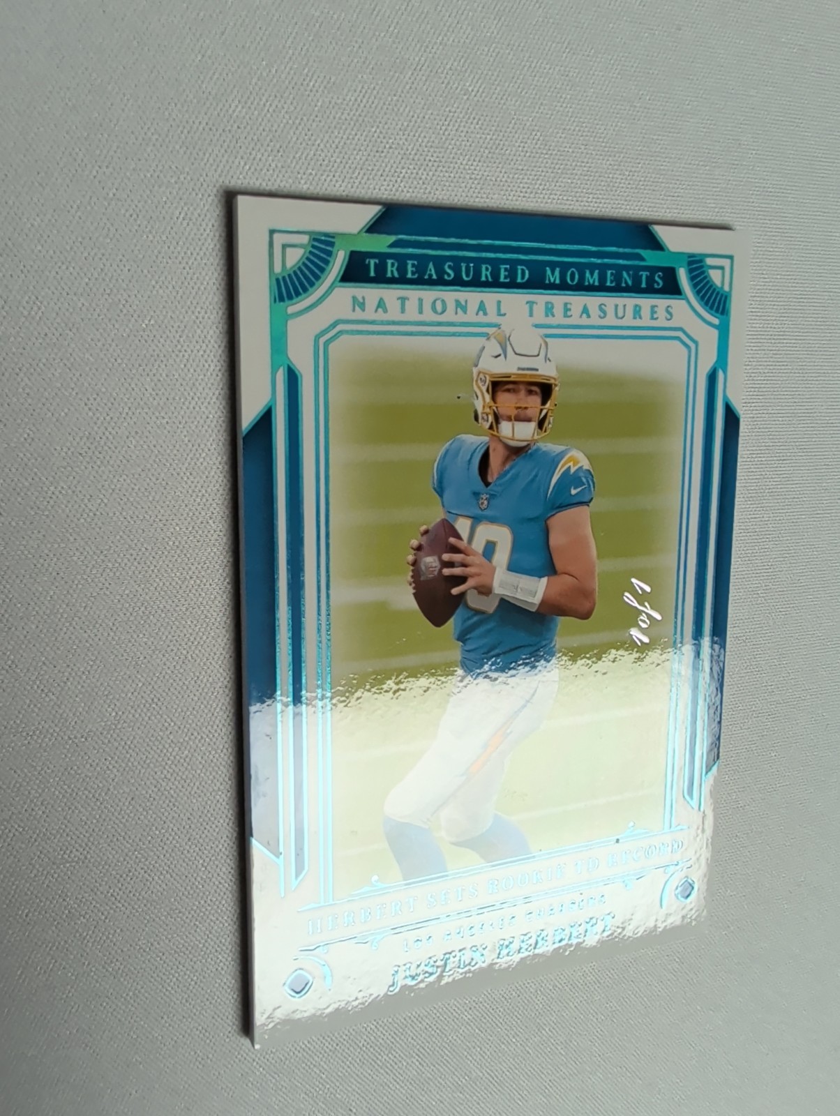 2025 Panini National Treasures Justin Herbert 1/1 Treasured Moments view 3