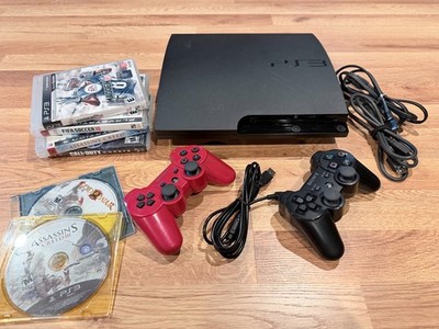Sony PlayStation 3 PS3 Slim Console Bundle 2 OEM Controllers 6 Games Tested