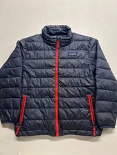 Patagonia Down Sweater Puffer Jacket Blue Full Zip Quilted Lined Kids Boys Sz XS