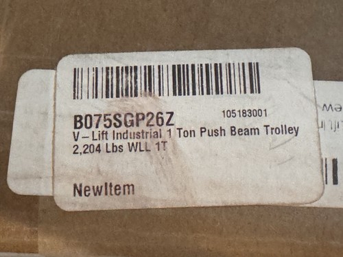V-Lift Industrial 1 Ton Push Beam Trolley 2,204 Lbs WLL - Picture 3 of 3