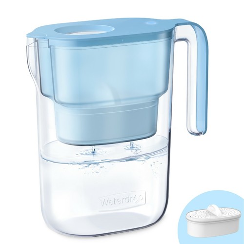 Waterdrop Elfin 5-Cup Water Filter Pitcher, NSF Certified, BPA Free, Blue - 第 1/6 張圖片