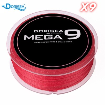 Dorisea 100M-2000M MEGA 9 Strands Red PE Round Dynema Braided Fishing Line