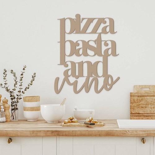 Frase in Legno Arredo Cucina Ristorante Pizzeria Scritta Dipinta a Mano Moderna - Picture 7 of 12