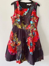 TRINA TURK WOMEN'S FLORAL POCKETS FIT & FLARE DRESS SIZE 12