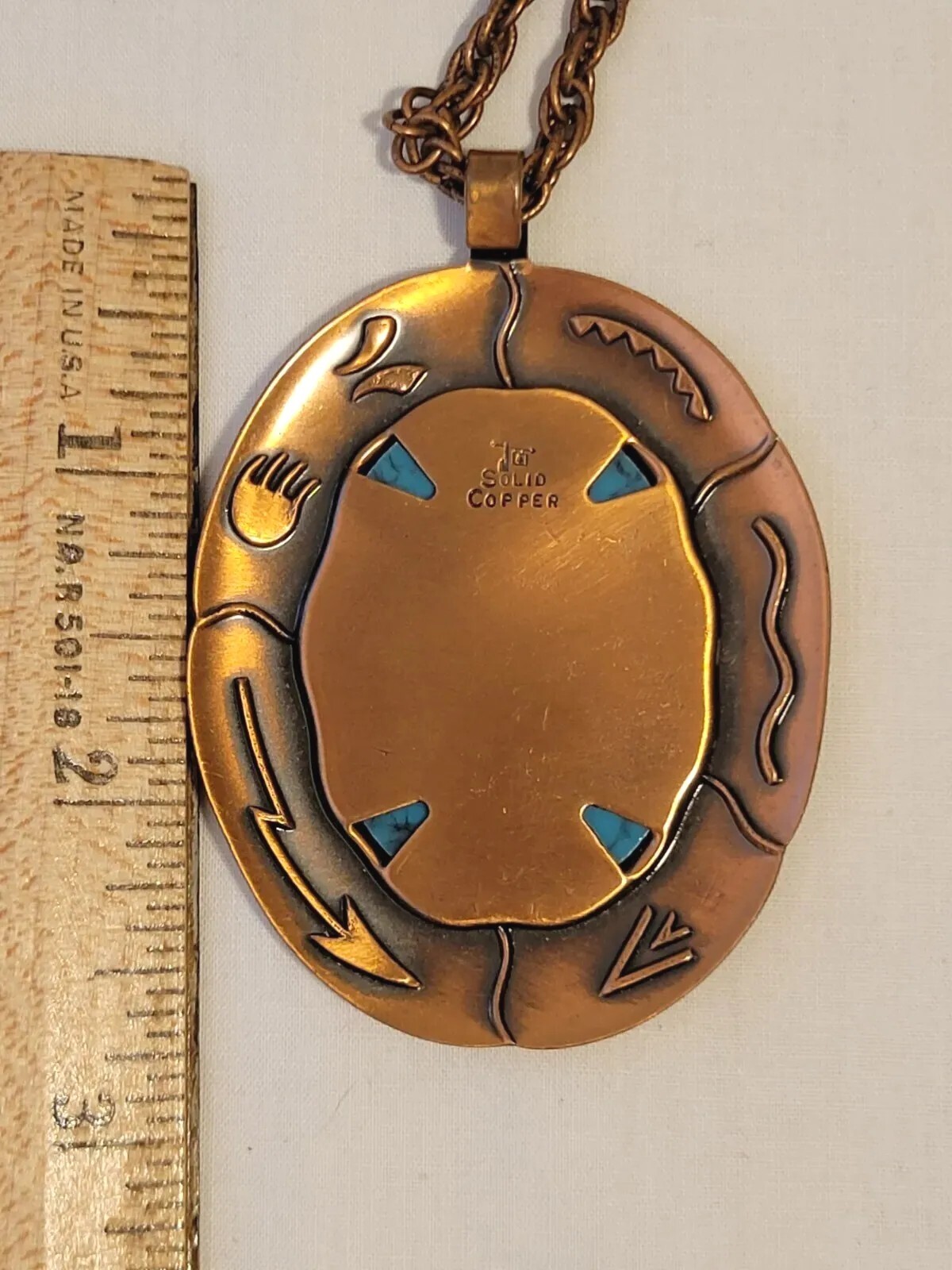 Bell Trading Post Solid Copper Necklace Faux Turq… - image 7