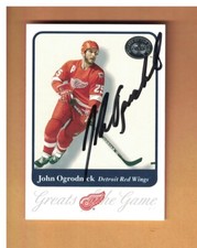 John Ogrodnick AUTOGRAPHED 2001 FLEER GREATS HOCKEY CARD SIGNED DETROIT RED WING