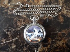 A10 WARTHOG AIRCRAFT CHROME POCKET WATCH WITH CHAIN 3